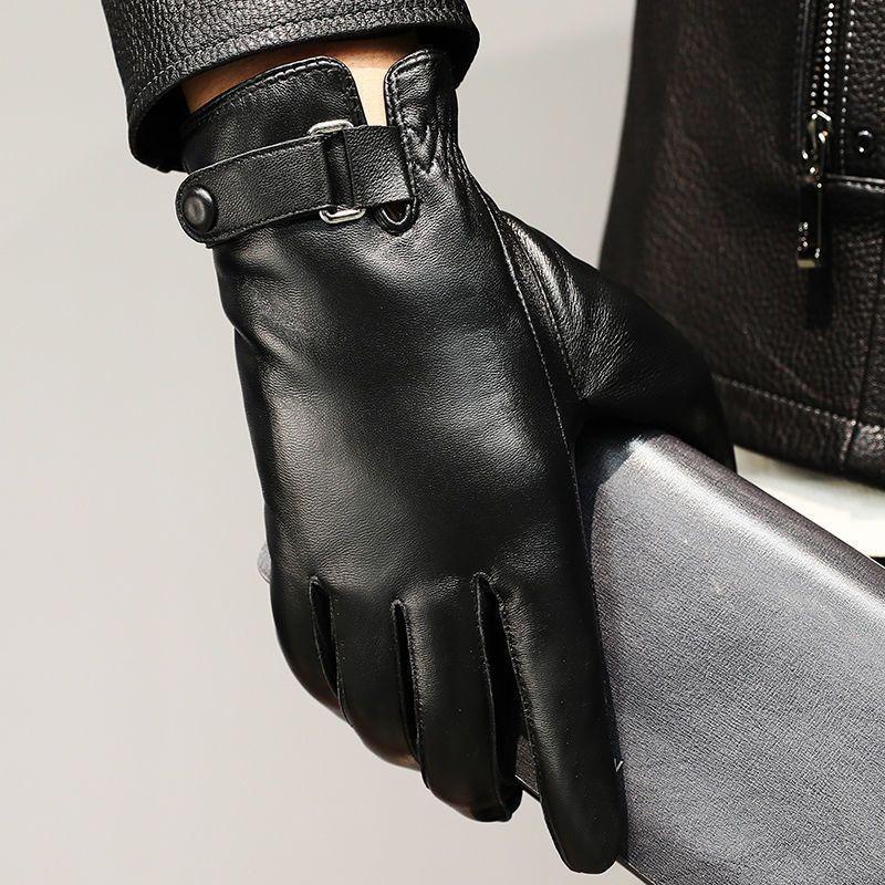 Men's Solid Color Leather Gloves, Warm Gloves for Outdoor Cycling, Sports Gloves for Men, Outdoor Sports Accessories